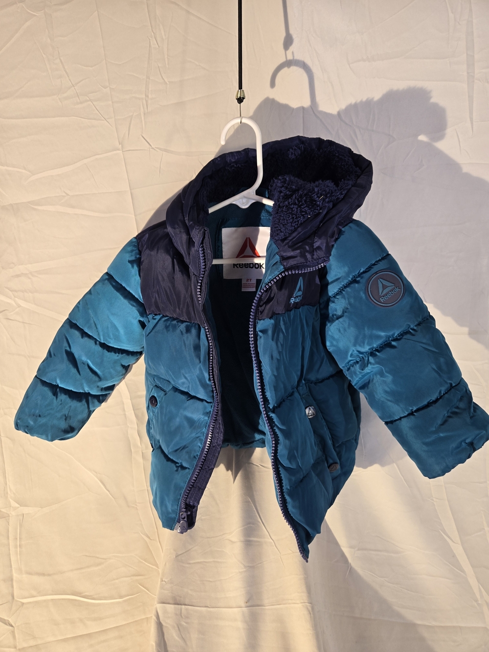 Reebok Kids Teal and Navy Puffer Jacket with Hood